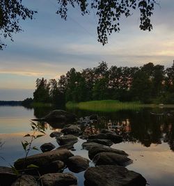 Scenic view of lake against sky