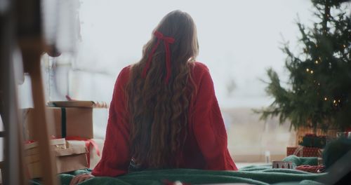 Rear view of woman with long hair