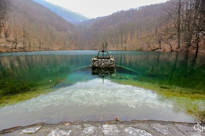 Scenic view of lake and mountains