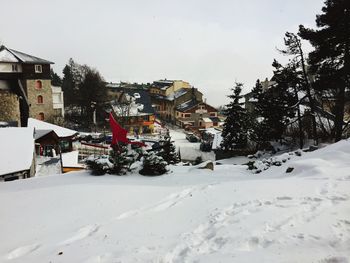 Snow covered houses in winter