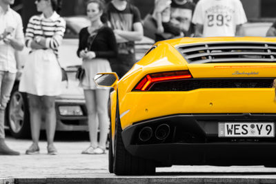 Yellow car on street