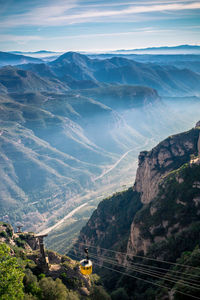 High angle view of mountains against sky