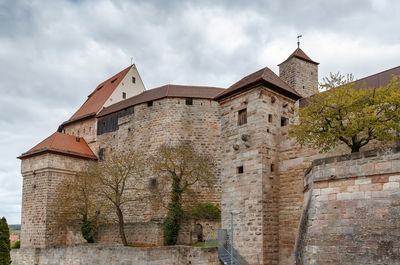 Low angle view of old building against sky