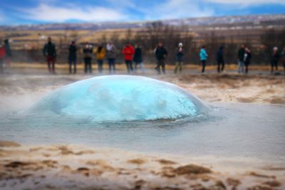 People by hot spring