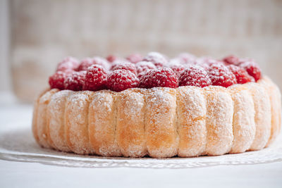 Close-up of dessert in plate on table