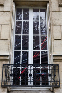 Low angle view of window of building