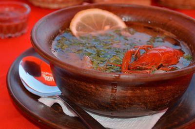 Close-up of soup in bowl