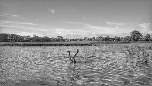 Scenic view of lake against sky