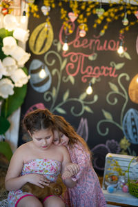 Holidays, spring, easter.portrait of girls