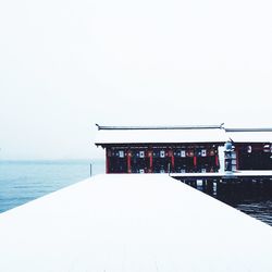 View of pier over calm sea