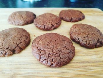 Close-up of cookies on table