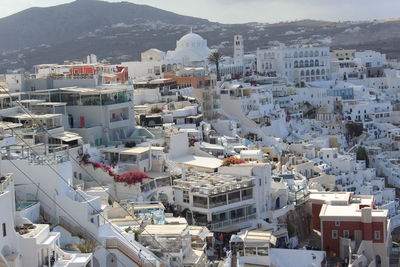 High angle view of buildings in city