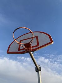 Low angle view of basketball hoop against sky