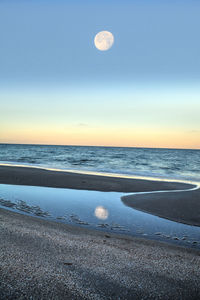 Scenic view of sea against sky at sunset