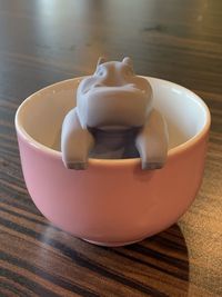 Close-up of tea cup on table