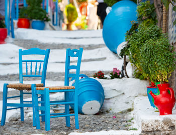 Old white famous staircase in kos town with its fish restaurant on kos island greece