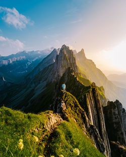 Panoramic view of rocky mountains against sky