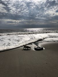 Scenic view of beach against sky