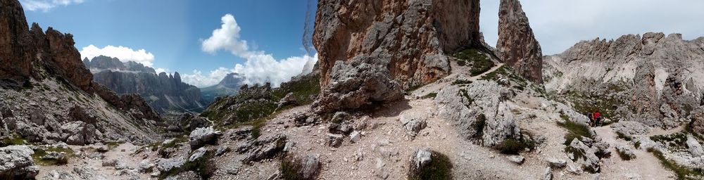 Panoramic view of rocky mountains against sky