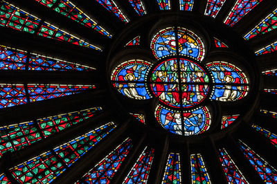 Low angle view of stained glass window