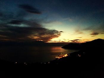 Scenic view of silhouette landscape against sky during sunset