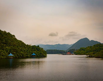 Scenic view of lake against sky