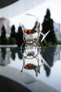 Close-up of wine glass on table