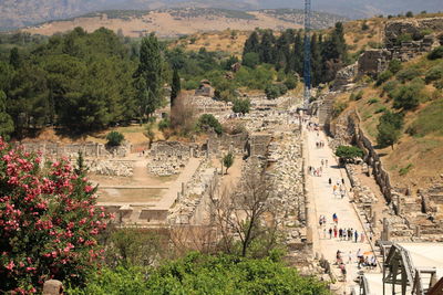 High angle view of old ruins