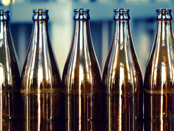 Close-up of beer bottles