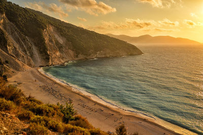 Scenic view of sea against sky during sunset