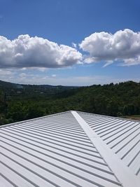 Scenic view of field against cloudy sky