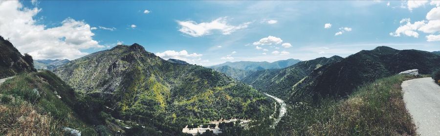 Panoramic view of mountains against sky