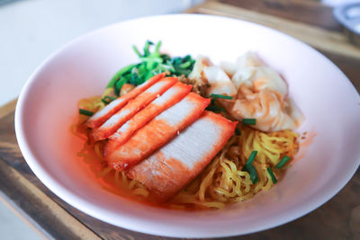 High angle view of meal served in plate