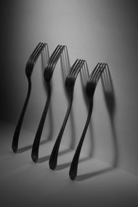 Close-up of forks on table