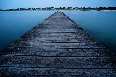 Wooden jetty over lake