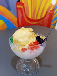 Close-up of ice cream in glass