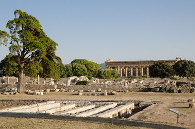 View of old ruins against clear sky