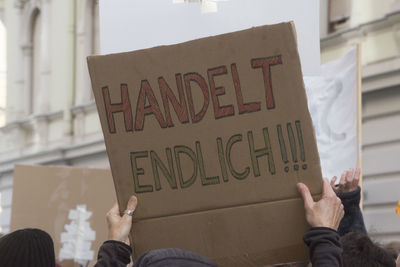 Climate demonstration by climate activists and protest against global warming