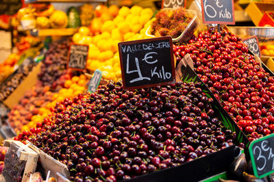 Various fruits for sale at market stall