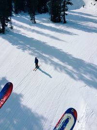 High angle view of snow covered landscape