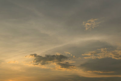 Low angle view of clouds in sky during sunset