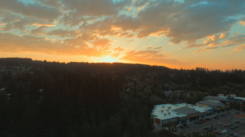 Scenic view of landscape against sky at sunset