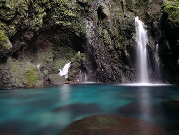 Scenic view of waterfall