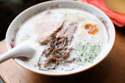 Close-up of soup in bowl