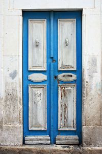 Closed door of building