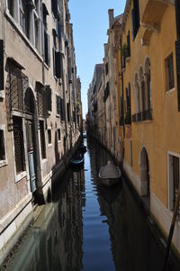 Canal amidst buildings in city against sky