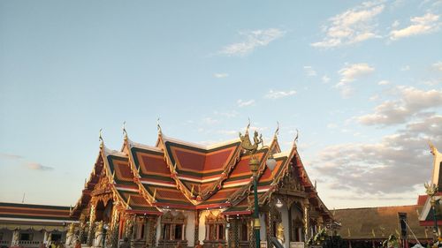 Low angle view of temple building against sky