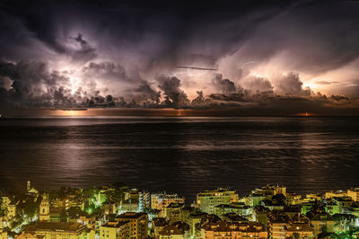 Illuminated city at night