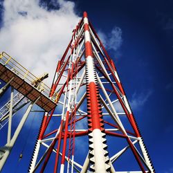 Low angle view of jackup drilling rig against sky