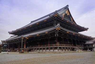 Low angle view of temple roof against sky